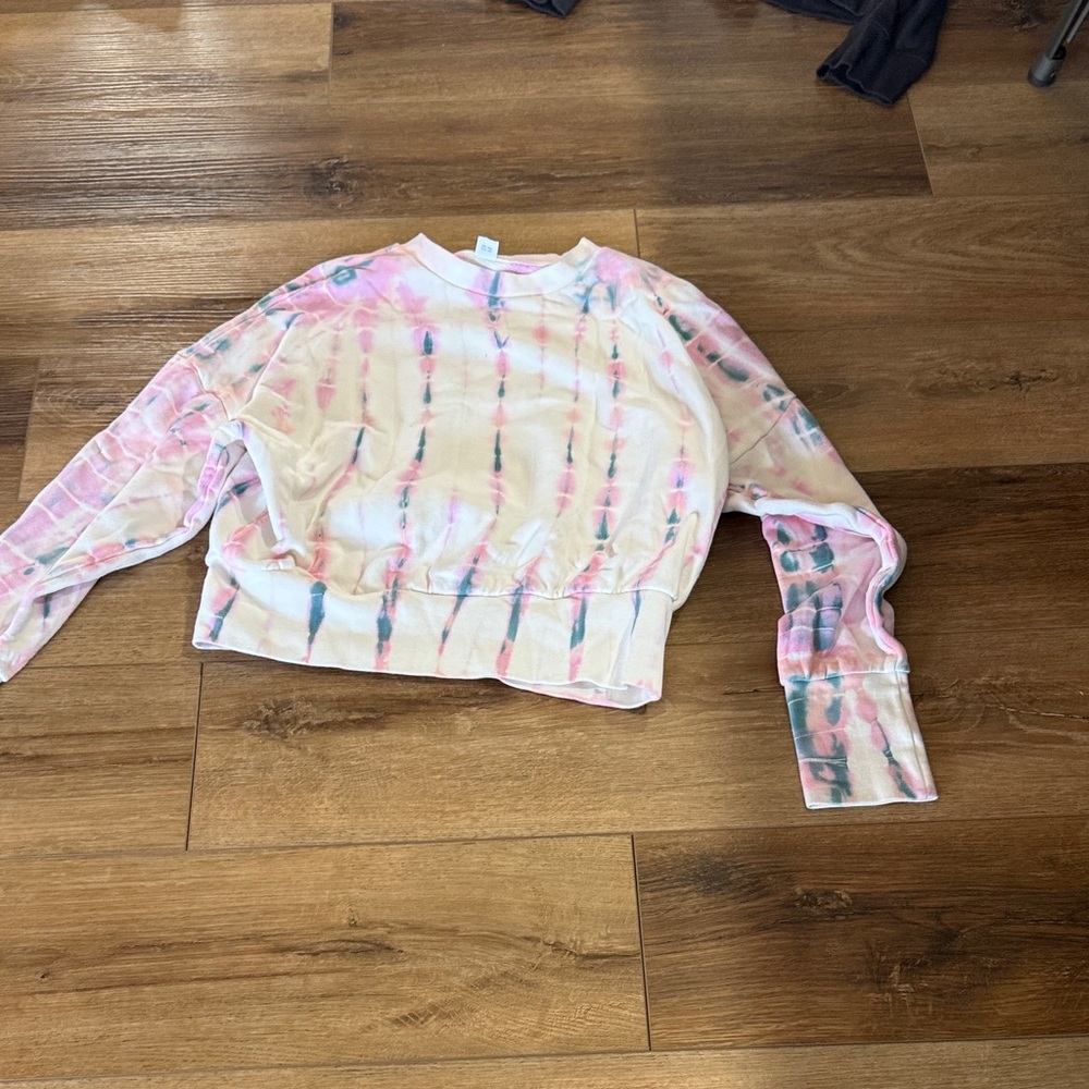 Old Navy Pink and Green Tie-Dye Crew Neck Sweater